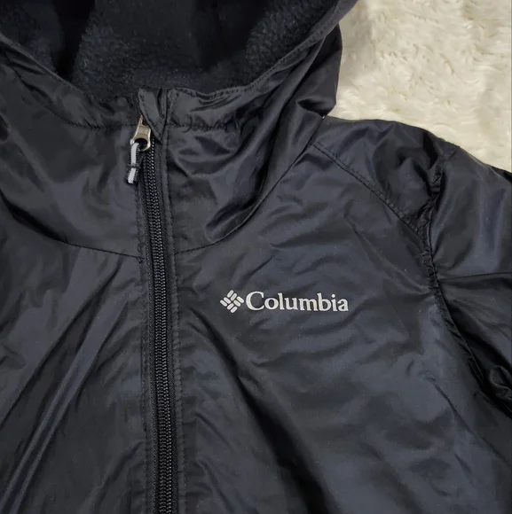 Columbia Black Hooded Cozy Jacket Girls Sz Small 7/8 - Picture 4 of 10